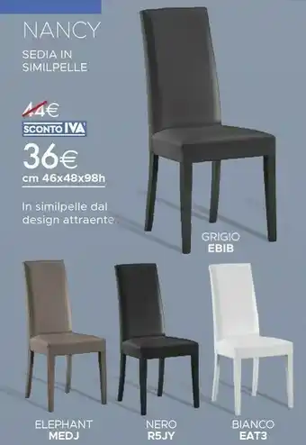 Mondo Convenienza Nancy Sedia In Similpelle offerta