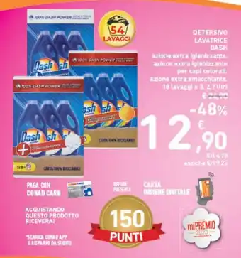Conad DETERSIVO LAVATRICE DASH18 lavaggi x 3, 2,7 litri offerta