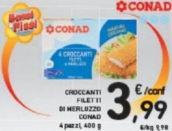 Conad CROCCANTI FILETTI DI MERLUZZO CONAD 4 pezzi, 400 g offerta