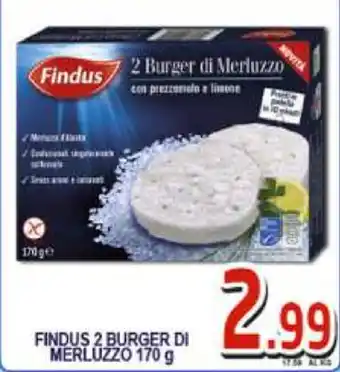 Sacoph Findus 2 Burger di Merluzzo 170g offerta