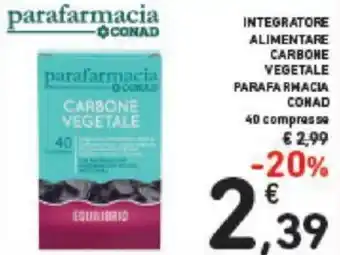 INTEGRATORE ALIMENTARE CARBONE VEGETALE PARAFARMACIA CONAD 40 compresse