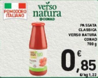 Conad PASSATA CLASSICA VERSO NATURA CONAD 700 g offerta