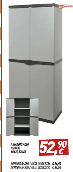 Armadio Alto Ripiani 68x39,5x168
