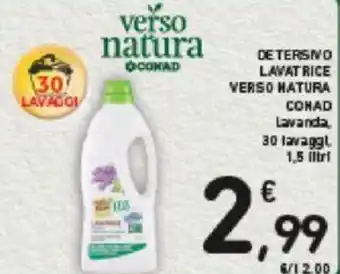 Conad DETERSIVO LAVATRICE VERSO NATURA CONAD 1,5 Litri offerta