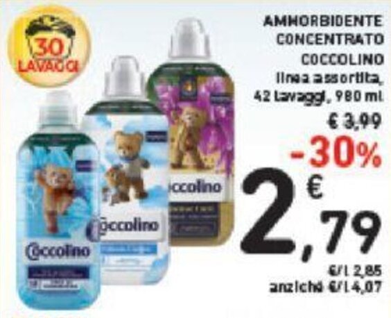 Conad AMMORBIDENTE CONCENTRATO COCCOLINO 42 Lavaggi, 980 ml offerta
