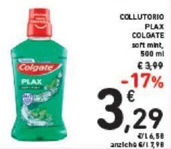 Conad COLLUTORIO PLAX COLGATE soft mint 500 ml offerta
