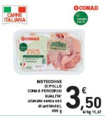 Conad BISTECCHINE DI POLLO CONAD PERCORSO QUALITA 300 g offerta