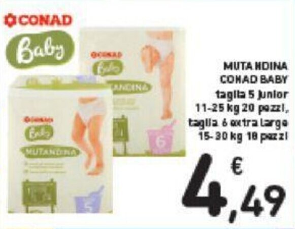 Conad MUTANDINA CONAD BABY taglia 5 Junior offerta