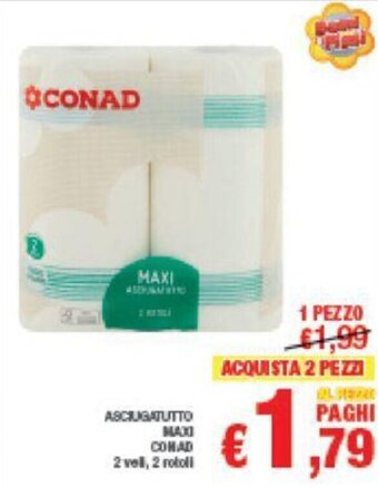 Conad ASCIUGATUTTO MAXI CONAD 2 VELI, 2 ROTOLI offerta