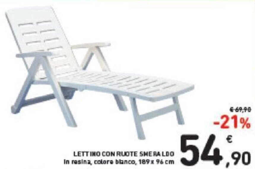 Conad LETTINO CON RUOTE SHERALDO 189 X 96 CM offerta