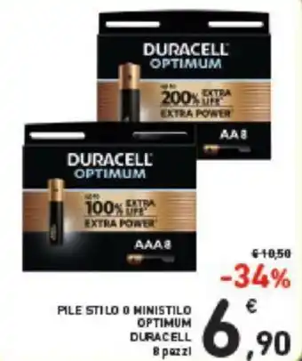 Conad PILE STILO O MINISTILO OPTIMUM DURACELL 8 pezzi offerta