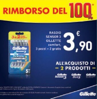 Conad RASOIO SENSOR 3 GILLETTE comfort. 3 pezzi + 2 gratis offerta