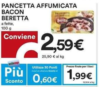 Coop PANCETTA AFFUMICATA BACON BERETTA a fette, 100 g offerta