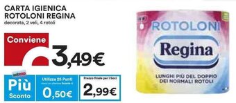 Coop CARTA IGIENICA ROTOLONI REGINA decorata, 2 veli, 4 rotoli offerta