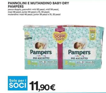 Coop PANNOLINI E MUTANDINO BABY-DRY PAMPERS offerta