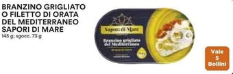 Coop BRANZINO GRIGLIATO O FILETTO DI ORATA DEL MEDITERRANEO SAPORI DI MARE 145 g; sgocc. 73 g offerta