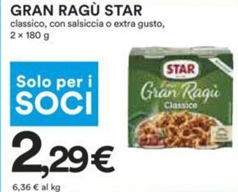 Coop GRAN RAGÙ STAR 2 x 180 g offerta