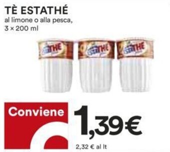 Coop TÈ ESTATHÉ al limone o alla pesca, 3 x 200 ml offerta