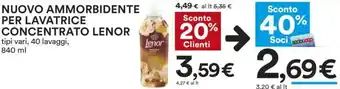 Coop NUOVO AMMORBIDENTE PER LAVATRICE CONCENTRATO LENOR tipi vari, 40 lavaggi, offerta