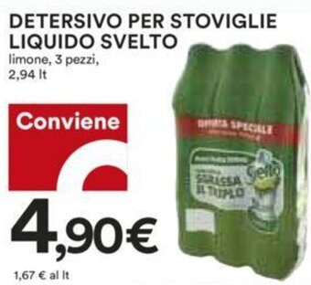 Coop DETERSIVO PER STOVIGLIE LIQUIDO SVELTO limone, 3 pezzi, 2,94 It offerta