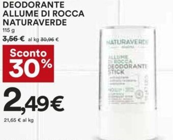 Coop DEODORANTE ALLUME DI ROCCA NATURAVERDE 115 g offerta