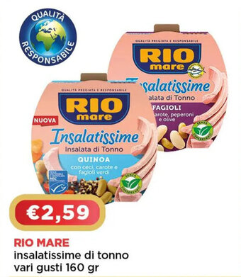 Crai RIO MARE insalatissime di tonno vari gusti 160 gr offerta