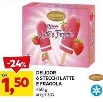 DPiù DELIDOR 6 STECCHI LATTE E FRAGOLA 450 g offerta