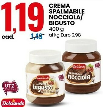 Eurospin Dolciando Crema Spalmabile Nocciola / Bigusto offerta