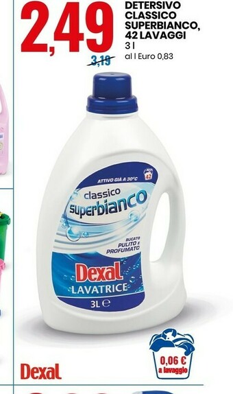 Eurospin Dexal Detersivo Classico Superbianco 42 Lavaggi offerta