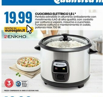 Eurospin Enkho Cuociriso Elettrico 1.8L offerta
