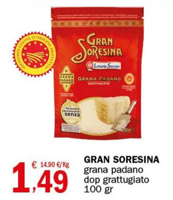 Crai GRAN SORESINA grana padano dop grattugiato 100 gr offerta