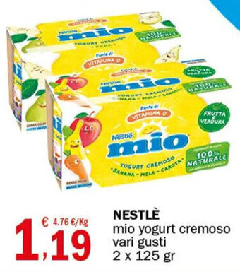 Crai NESTLÈ mio yogurt cremoso vari gusti 2 x 125 gr offerta