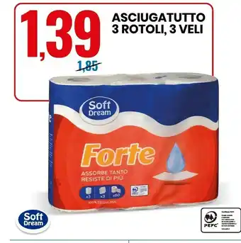 Eurospin Asciugatutto 3 Rotoli 3 Veli offerta