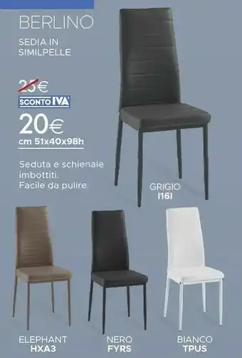 Mondo Convenienza Sconto Iva Sedia In Similpelle Cm 51x40x98h offerta
