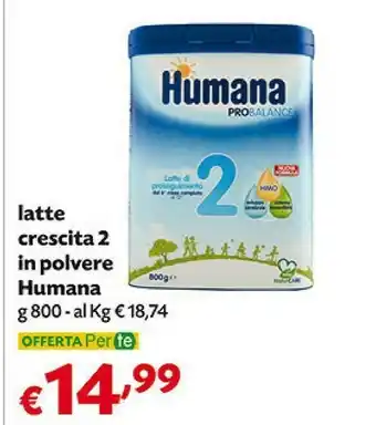 Pam Humana Latte Crescita 2 In Polvere offerta