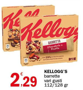 Crai KELLOGG'S barrette vari gusti 112/128 gr offerta