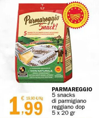Crai PARMAREGGIO 5 snacks di parmigiano reggiano dop 5 x 20 gr offerta