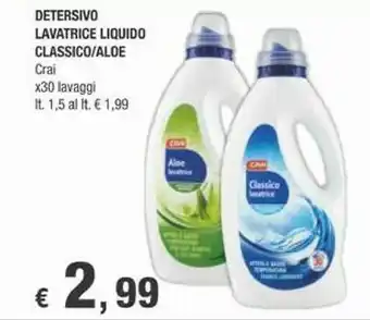 Crai Crai Detersivo Lavatrice Liquido Classico/ Aloe offerta