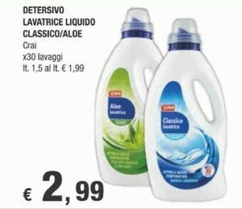Crai Crai Detersivo Lavatrice Liquido Classico/ Aloe offerta