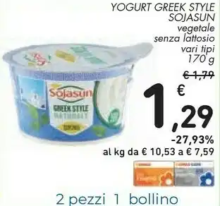 Conad Sojasun Yogurt Greek Style Vegetale offerta