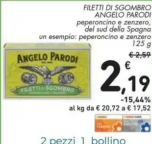 Conad Angelo parodi Filetti Di Sgombro In Olio D'Oliva 125 G(ml) offerta