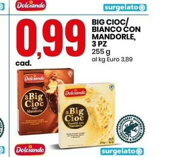 Eurospin Dolciando Big Cioc / Bianco Con Mandorle 3 Pz offerta