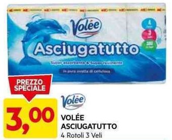 DPiù VOLÉE ASCIUGATUTTO 4 Rotoli 3 Veli offerta