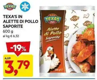 DPiù TEXA'S IN ALETTE DI POLLO SAPORITE 600 g offerta