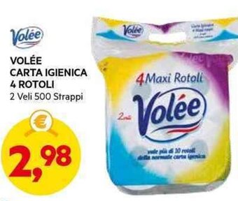 DPiù VOLÉE CARTA IGIENICA 4 ROTOLI 2 Veli 500 Strappi offerta