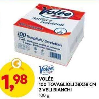 DPiù VOLÉE 100 TOVAGLIOLI 38X38 CM 2 VELI BIANCHI 100 g offerta