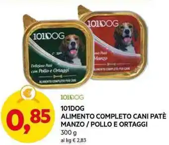 DPiù 101DOG ALIMENTO COMPLETO CANI PATÈ MANZO / POLLO E ORTAGGI 300 g offerta