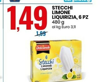 Eurospin Dolciando - 6 Stecchi Limone & Liquirizia 480 G(ml) offerta