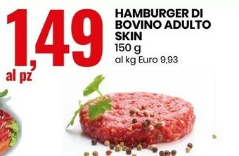 Eurospin Hamburger Di Bovino Adulto Skin offerta