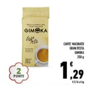 Conad CAFFE MACINATO GRAN FESTA Gimoka 250 g offerta